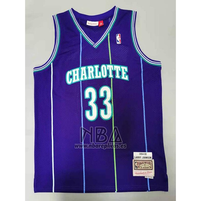 Camiseta Charlotte Hornets Alonzo Mourning NO 33 Mitchell & Ness Violeta